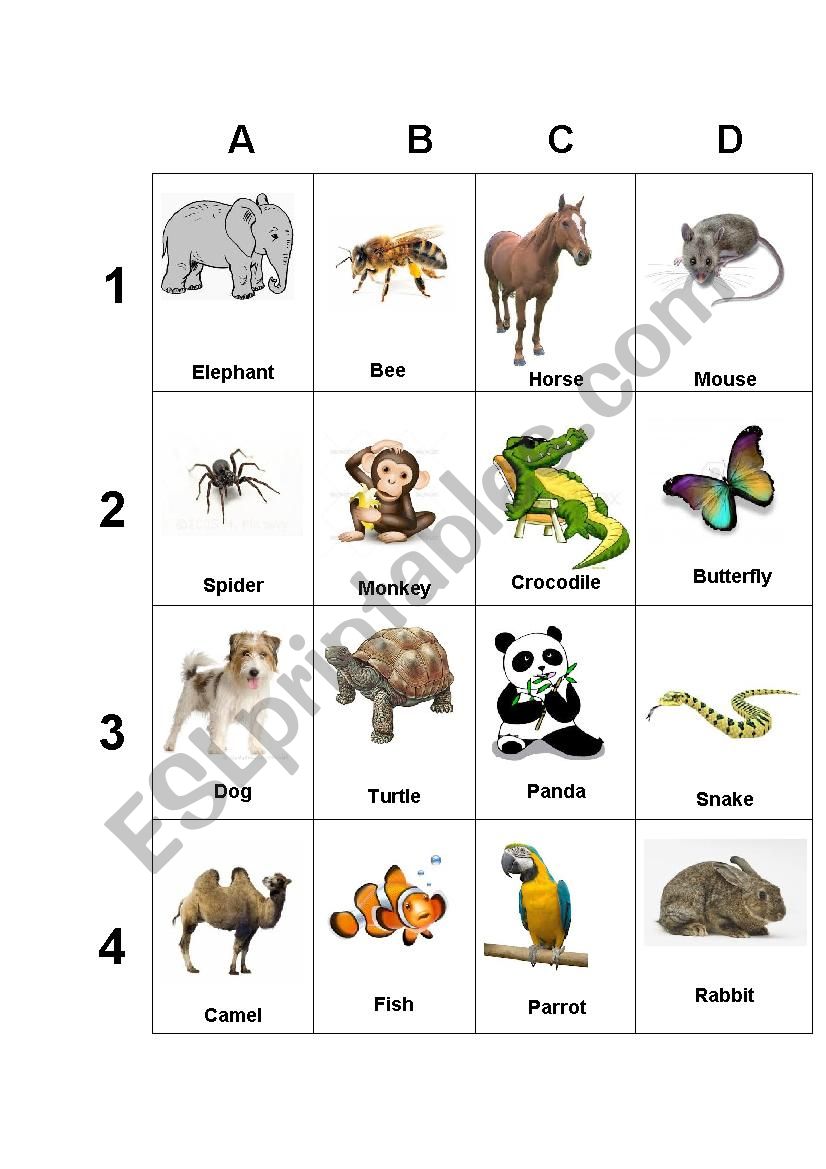 Animal Word Game worksheet