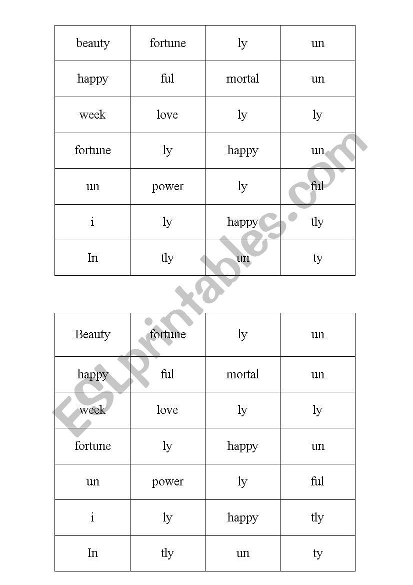 Suffixes puzzel  worksheet