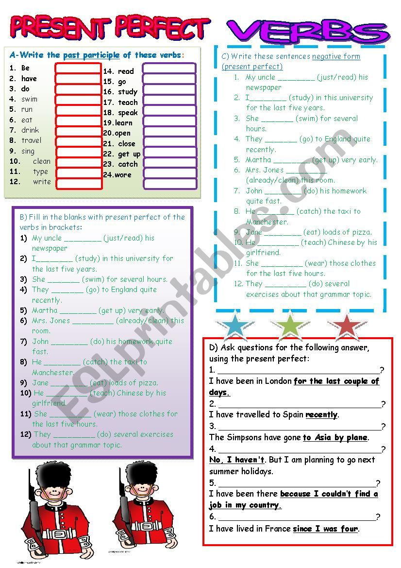 PRESENT PERFECT SIMPLE WORKSHEET