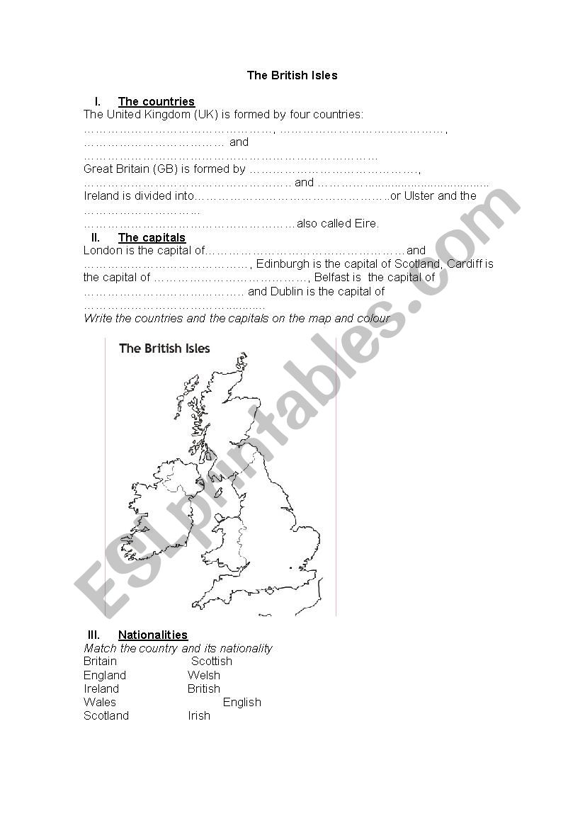 The British Isles worksheet