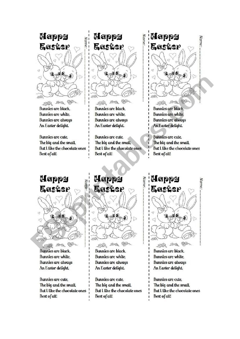 HAPPY EASTER CARDS worksheet
