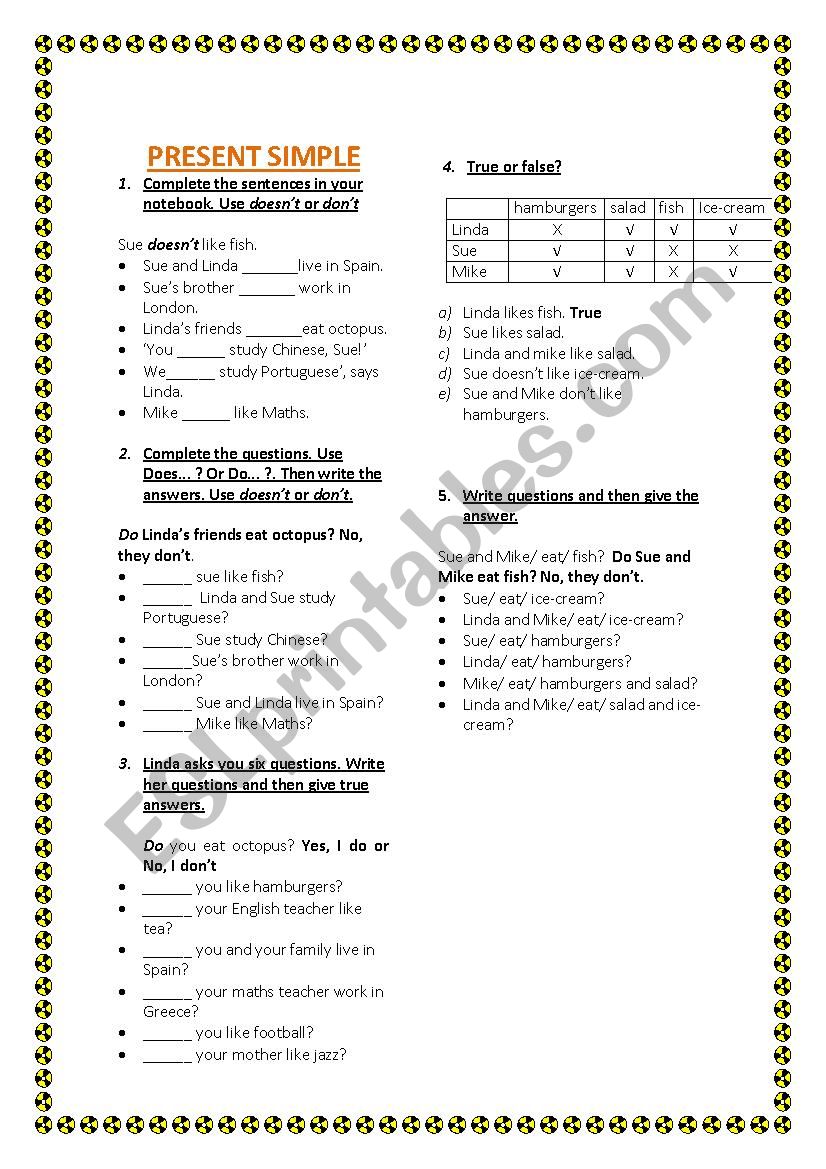 PRESENT SIMPLE worksheet