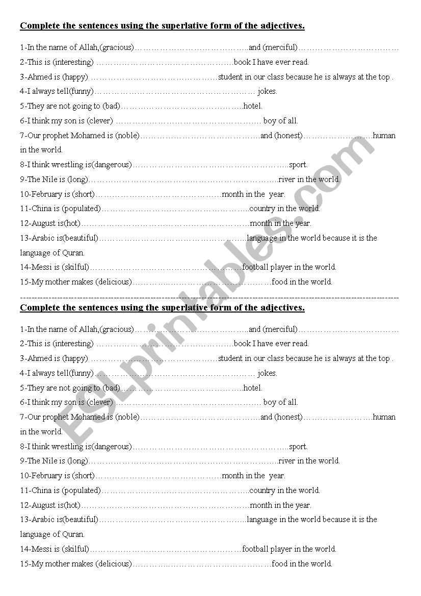 superlative worksheet