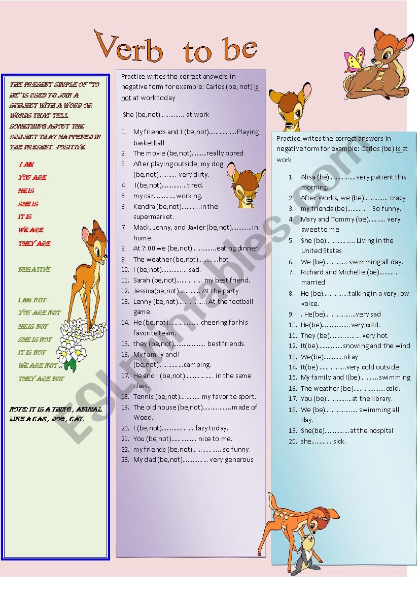 verb to be present worksheet