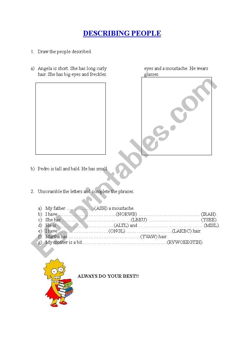 Physical description worksheet