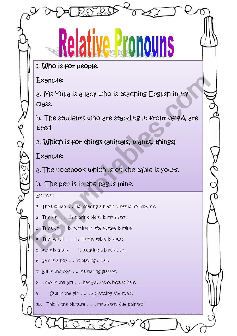 relative pronoun using who and which