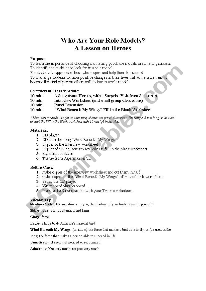 Who Are Your Role Models? worksheet
