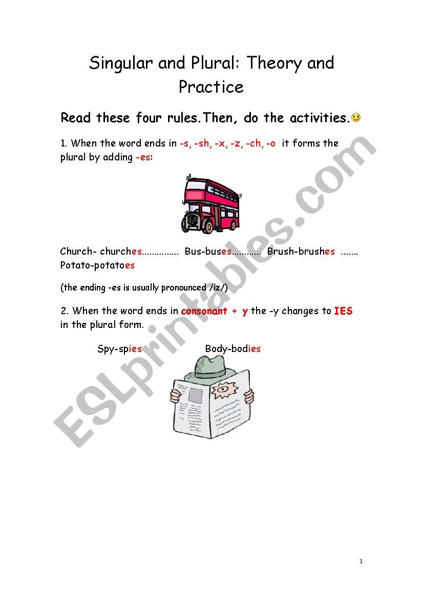 Plurals worksheet