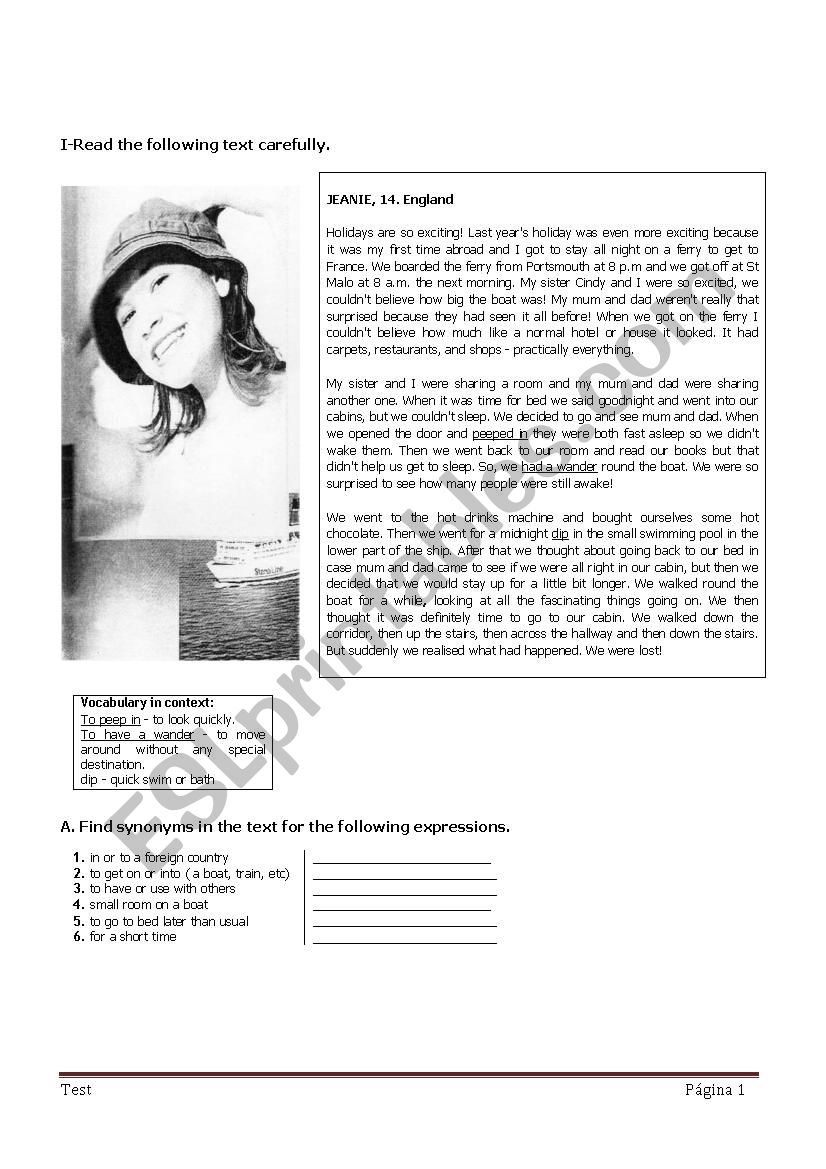 reading comprehension summer holidays esl worksheet by 3065vc