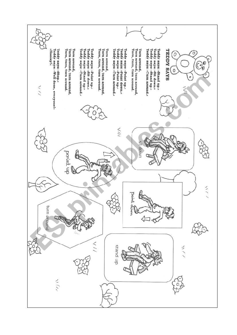 Simple actions - Teddy says worksheet