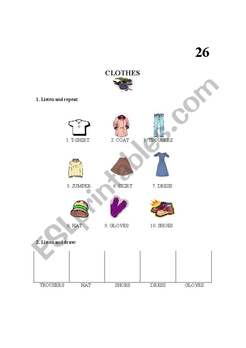 clothes worksheet