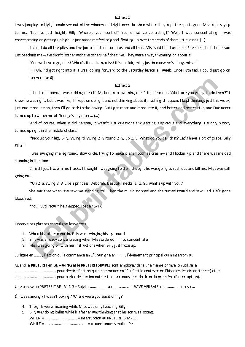 Billy Elliot  worksheet