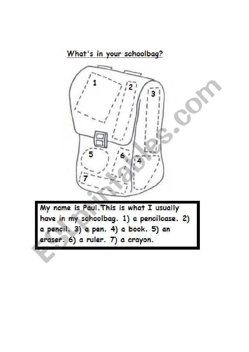 School objects- Draw and colour