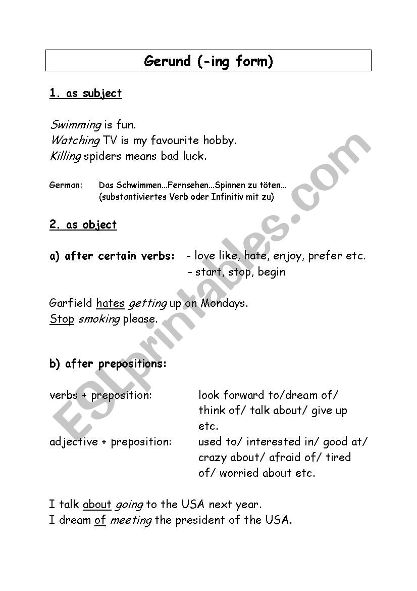 Gerund worksheet