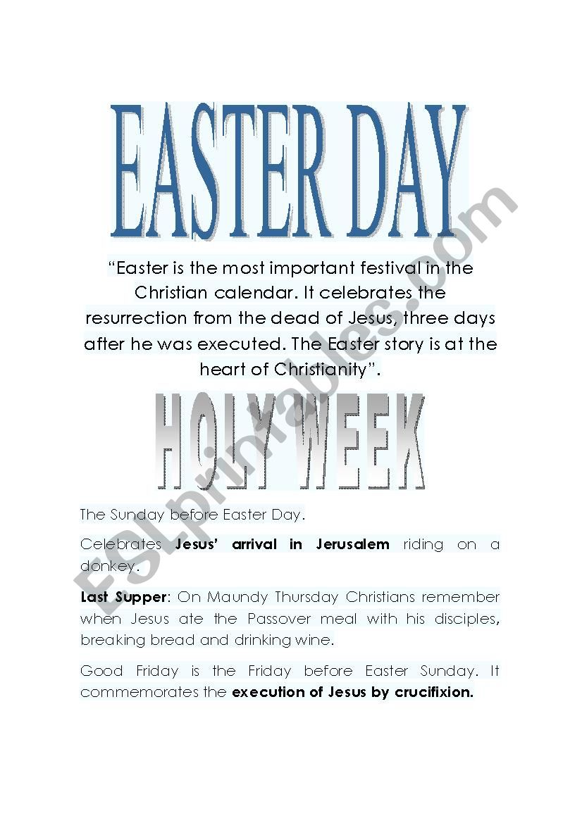 Easter day worksheet