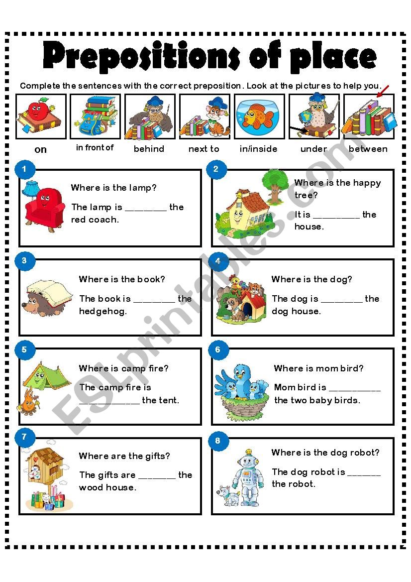 PREPOSITIONS OF PLACE 1 worksheet