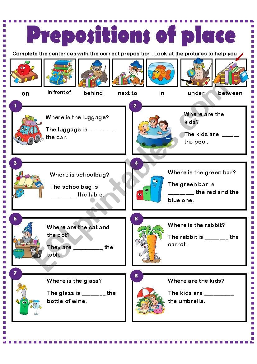 PREPOSITIONS OF PLACE 2 worksheet