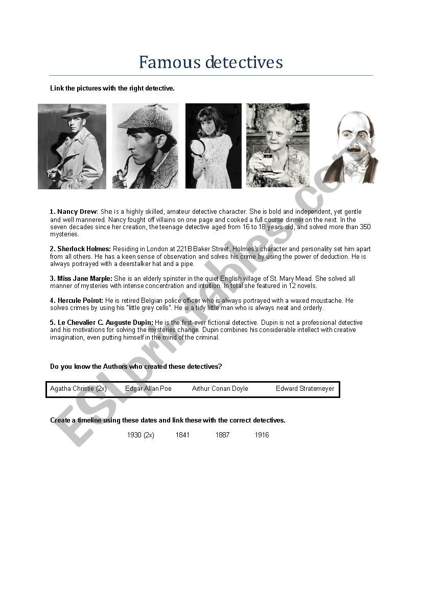 Famous detectives worksheet