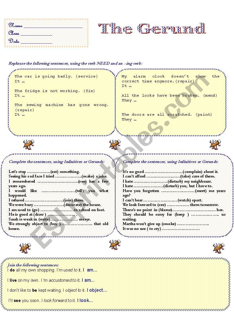 THE GERUND - exercises worksheet