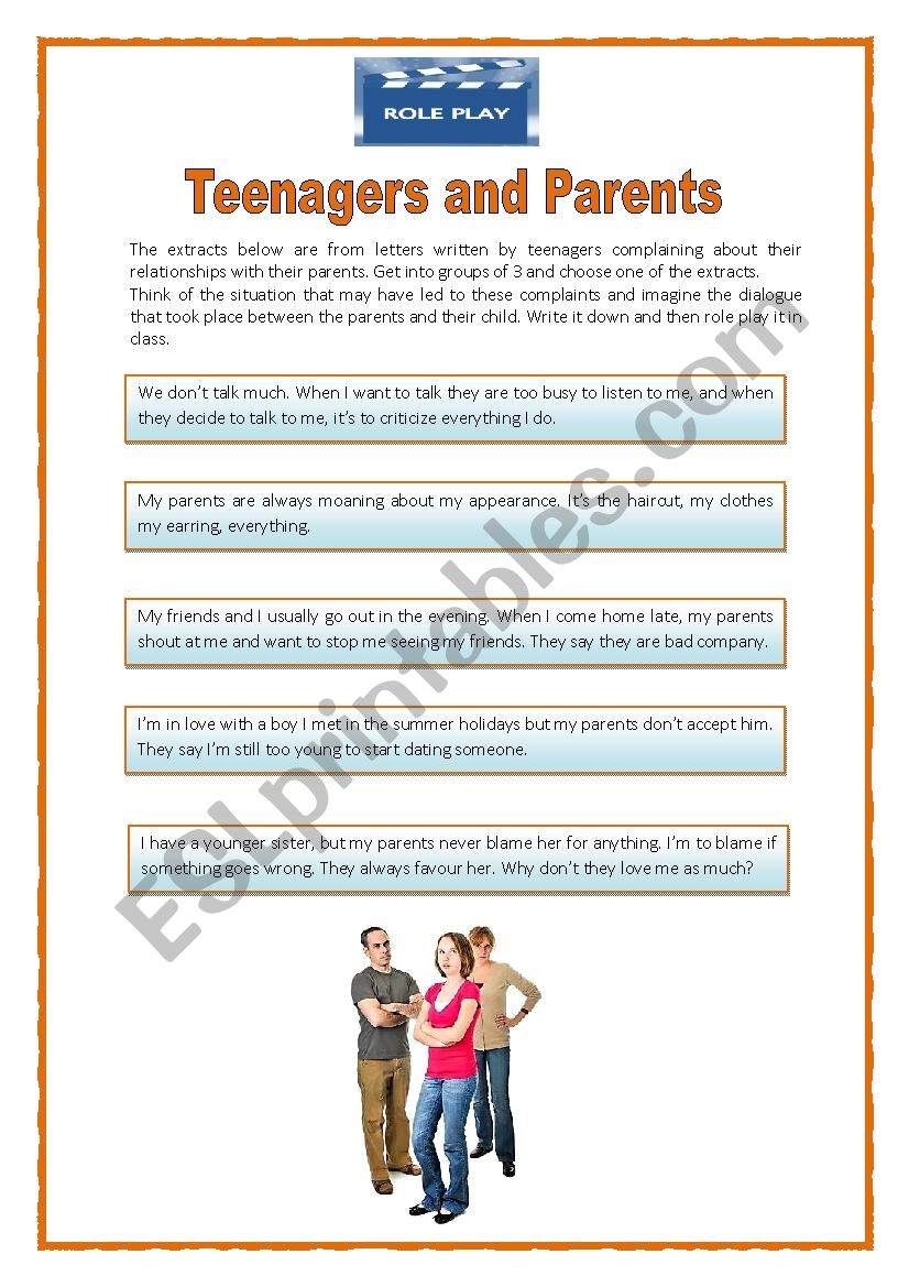 Role play:Teens and Parents worksheet