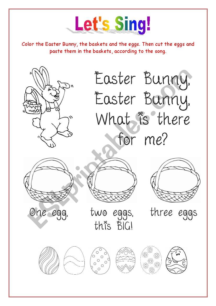 Easter Bunny Song worksheet