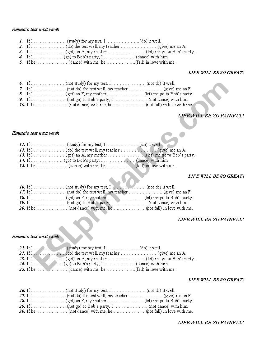Conditionals worksheet