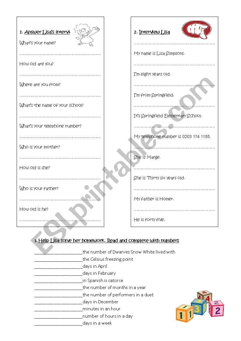 Personal Questions worksheet