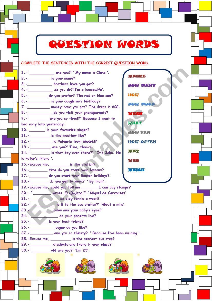 Question Words worksheet