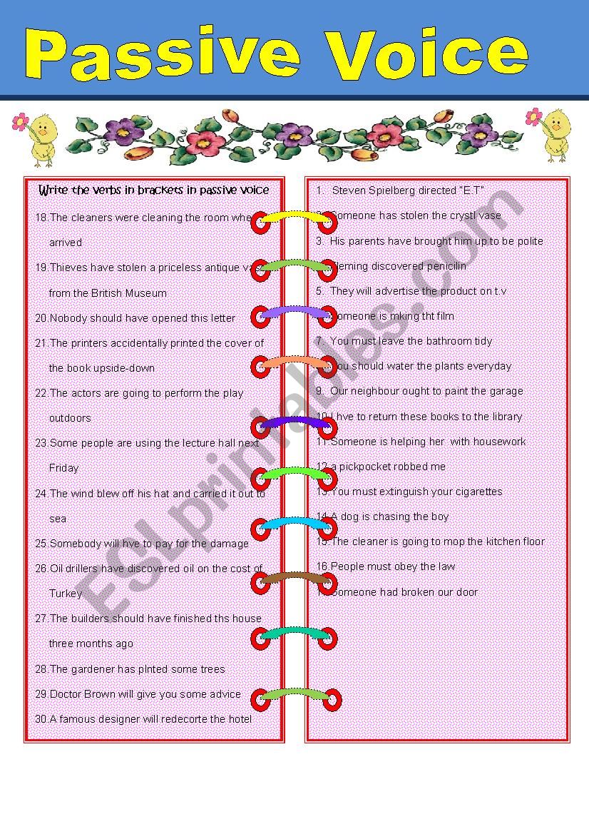 Passive voice worksheet