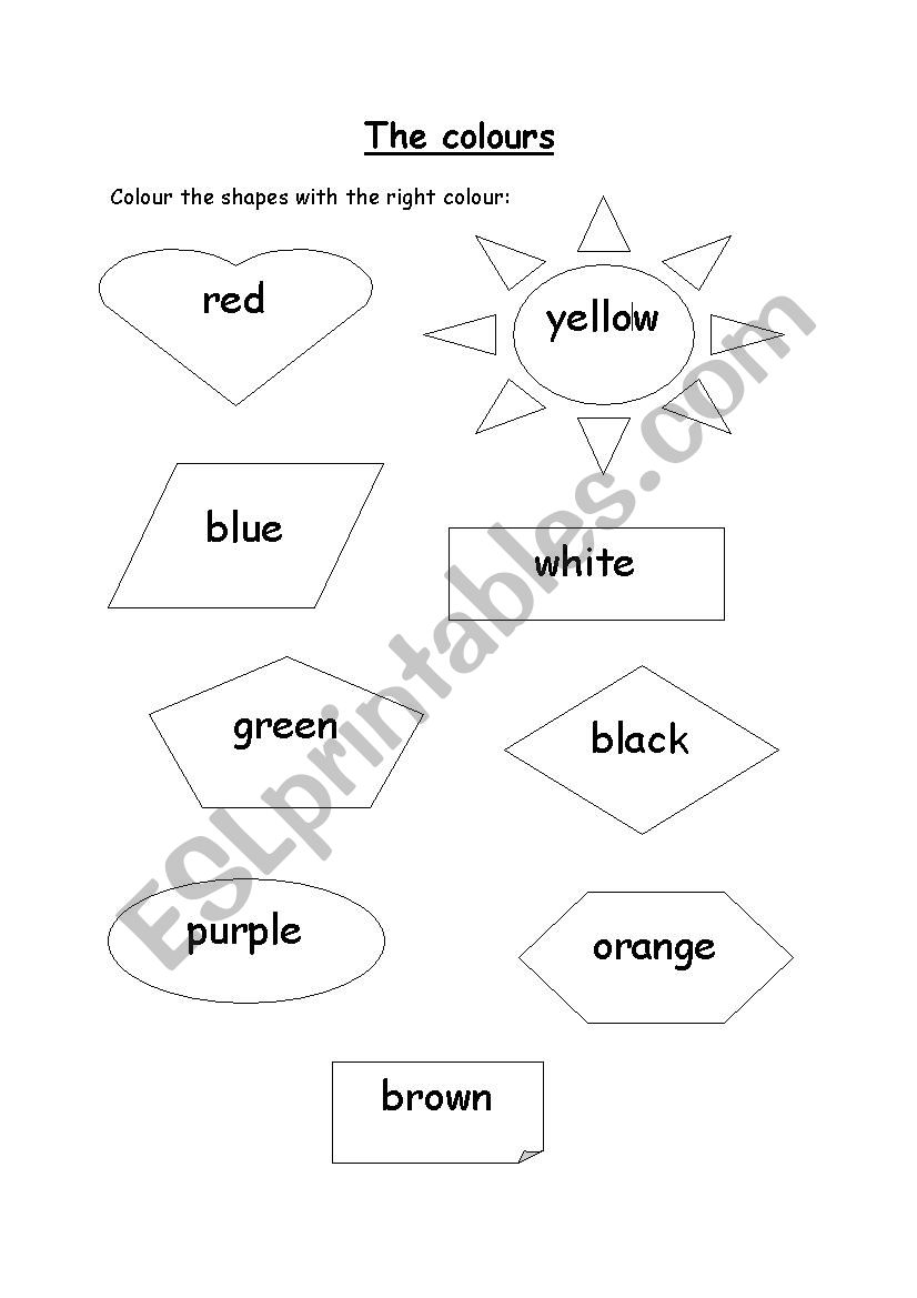 The colours worksheet