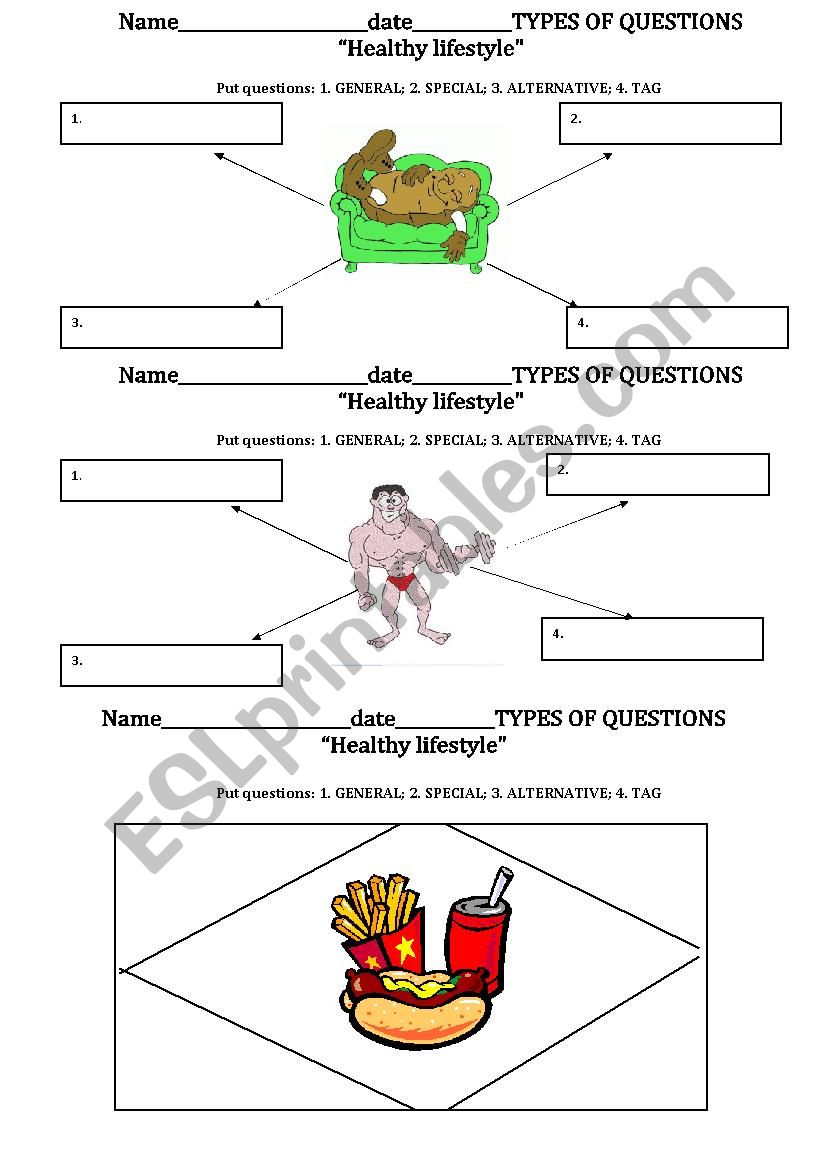 Types of questions practicing. Healthy life.