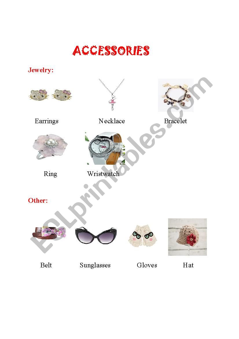 Accessories worksheet