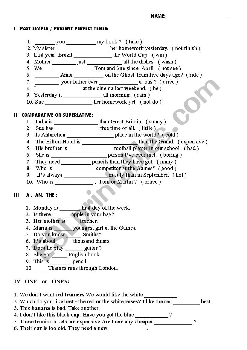 Grammar Worksheets With Answers