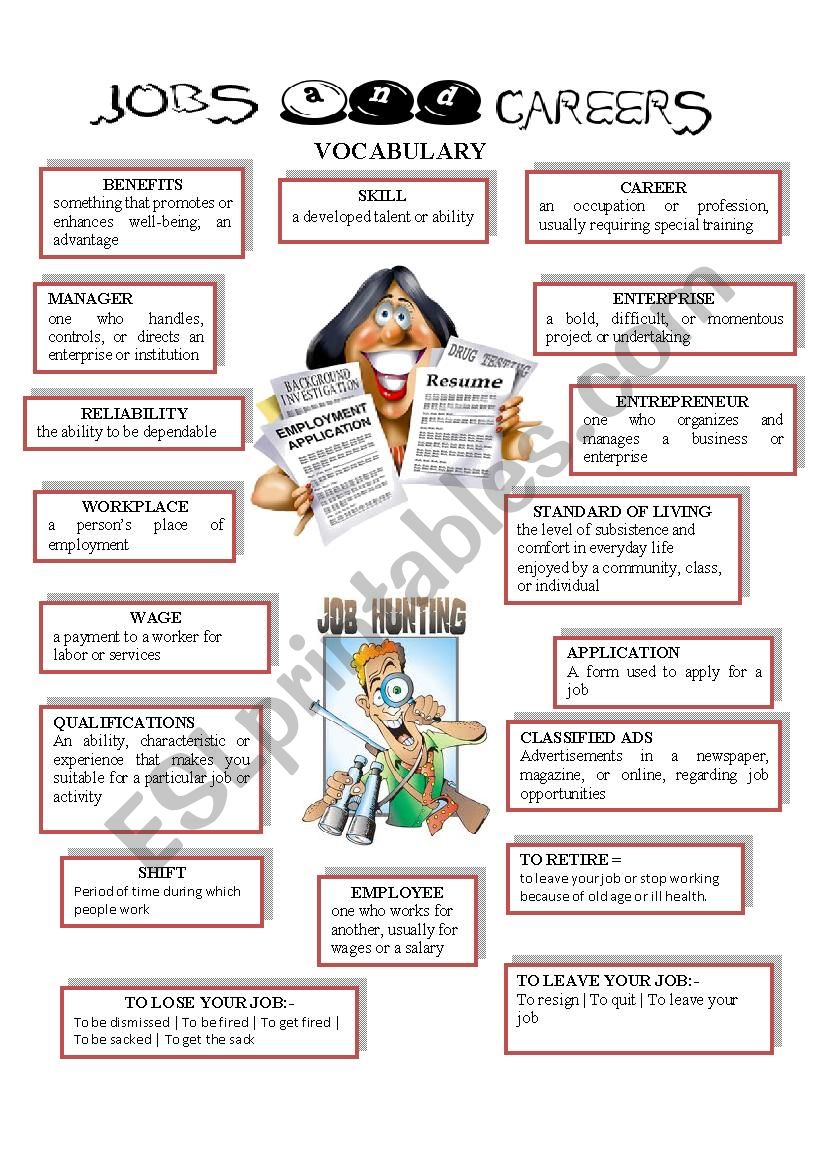 JOBS AND CAREERS worksheet