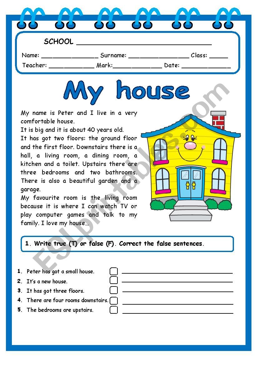 My house (test) worksheet