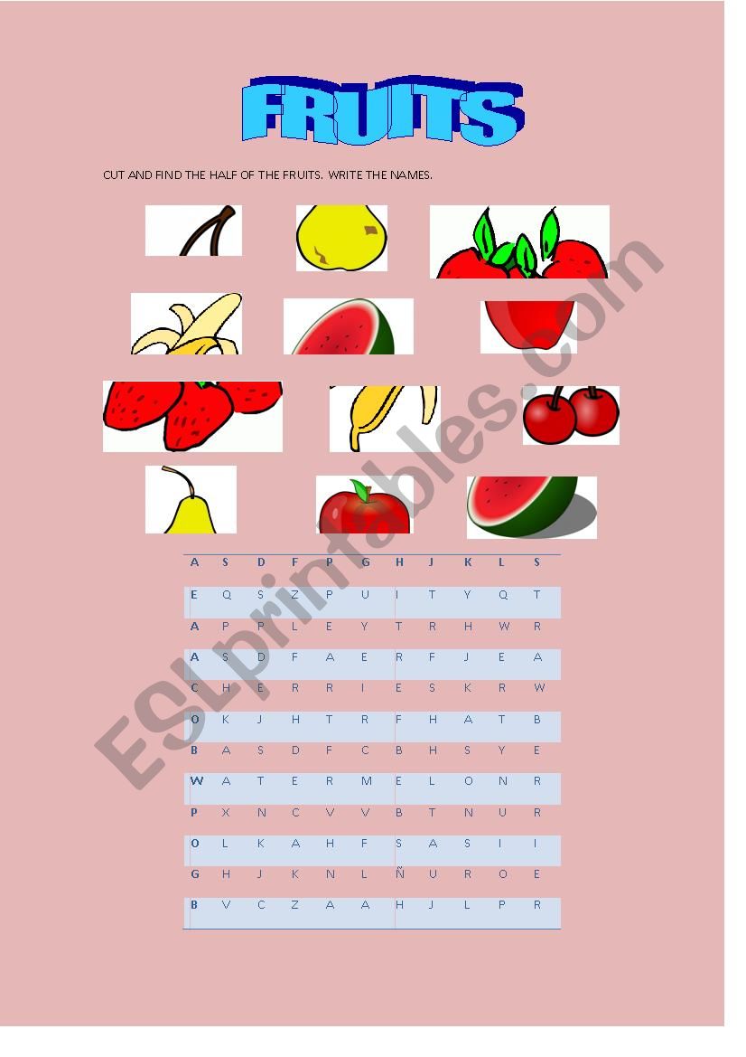 fruits worksheet