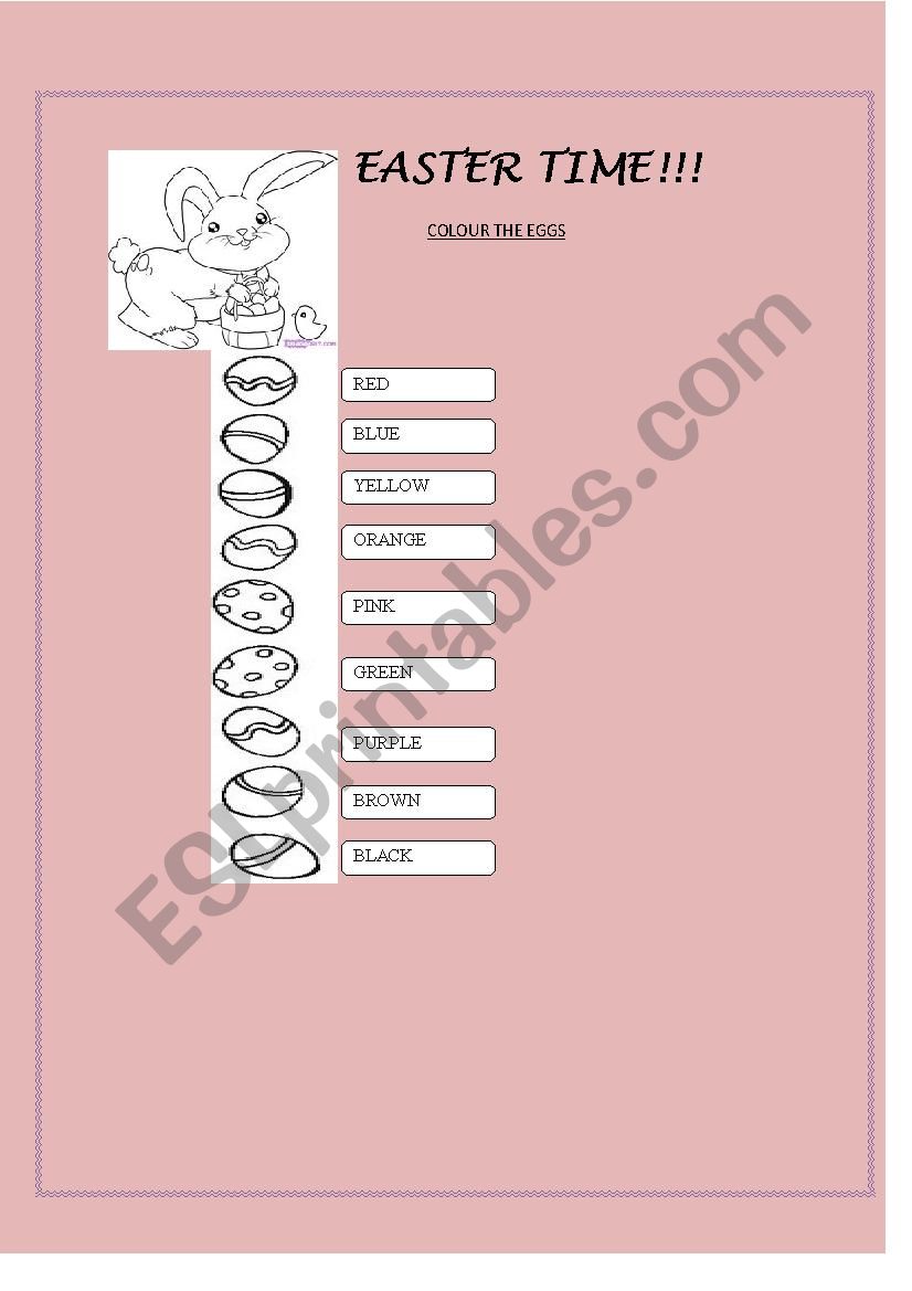 EASTER COLOUR EGGS worksheet