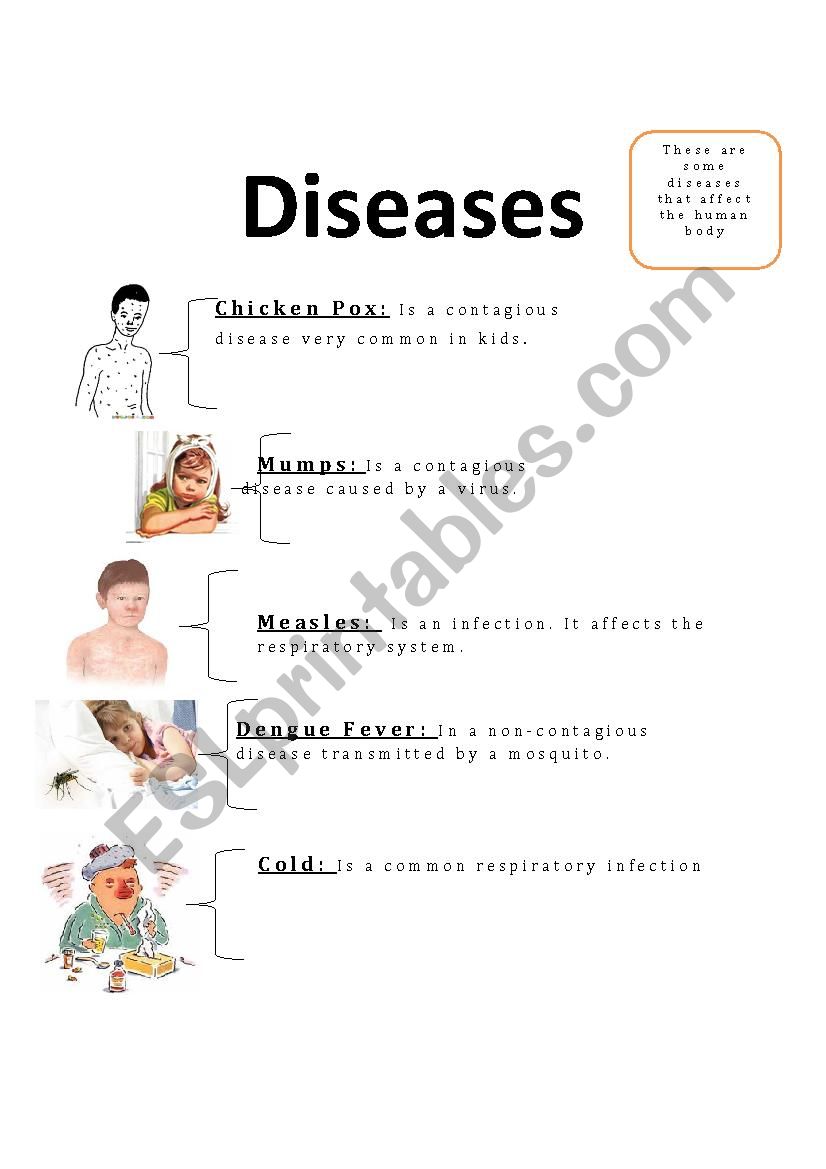Common diseases worksheet