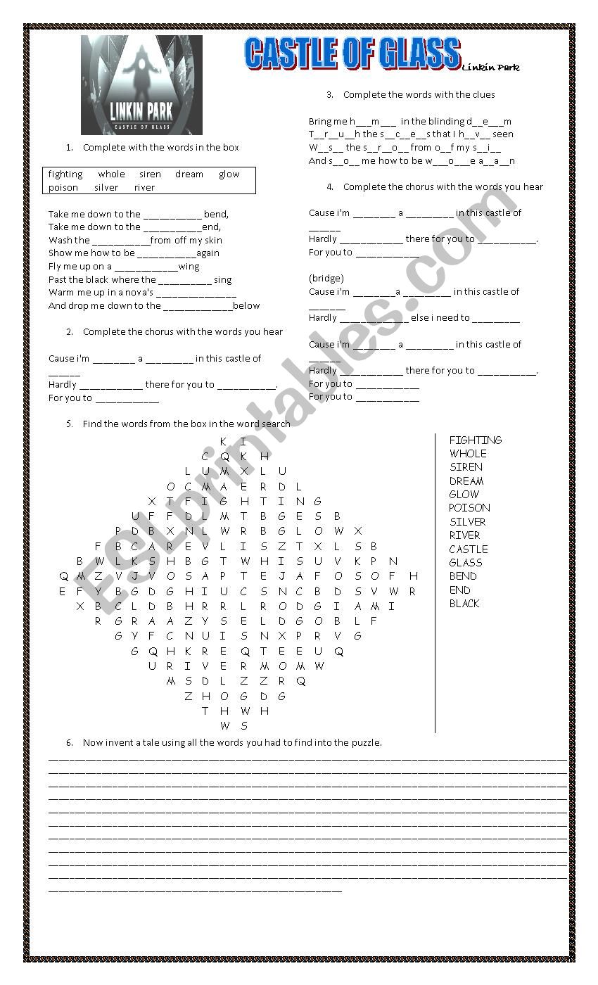 Castle of Glass (Linkin Park) worksheet