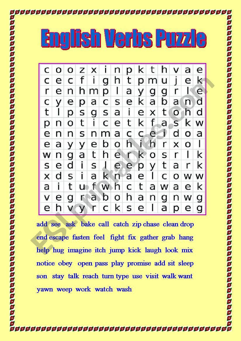 English Verbs Puzzle worksheet