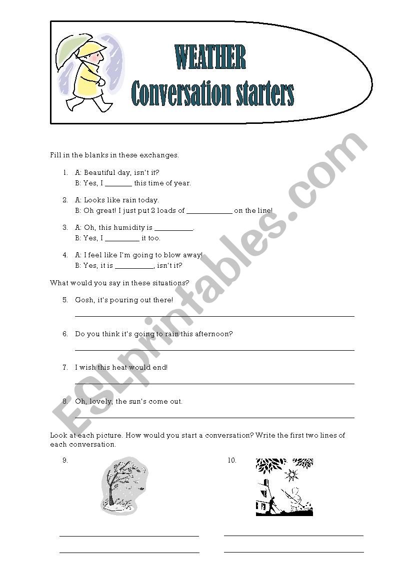 Weather conversation starters worksheet