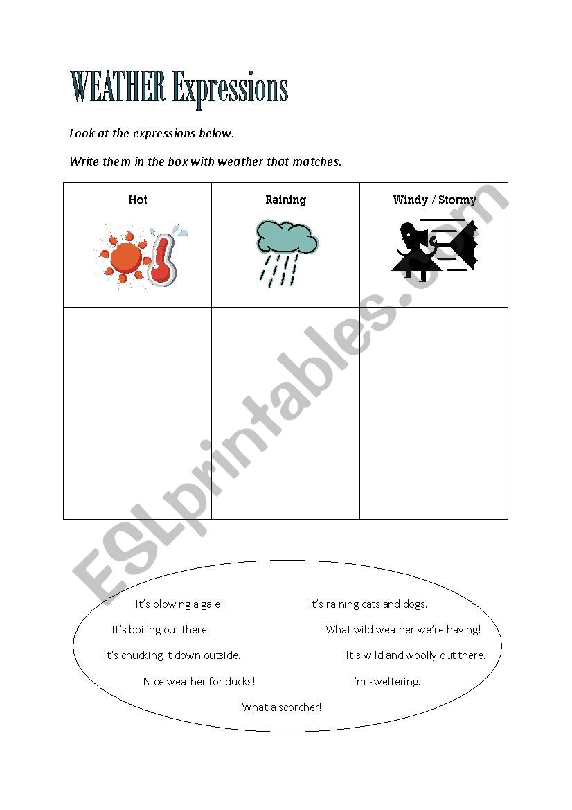 Weather expressions worksheet