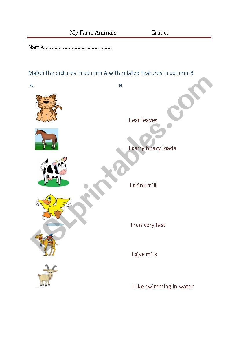 Farm Animals worksheet