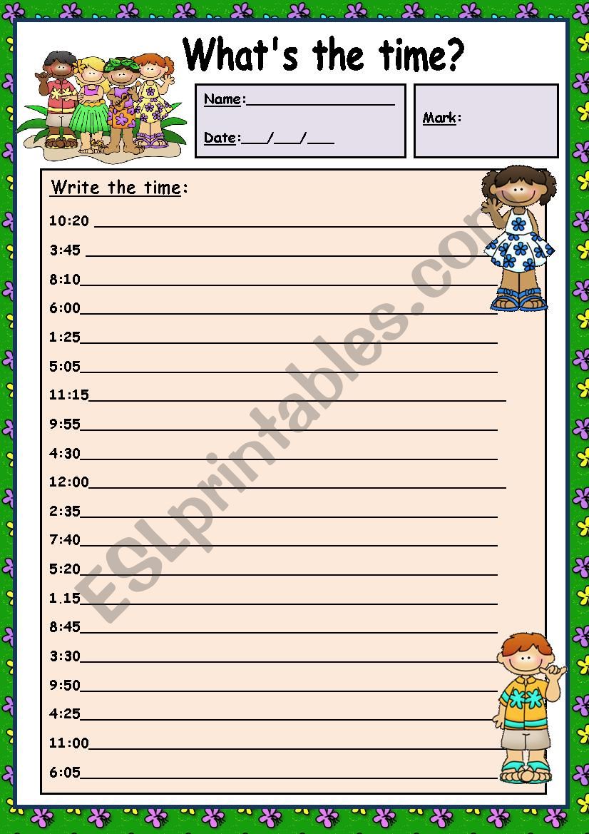 what´s the time test worksheet