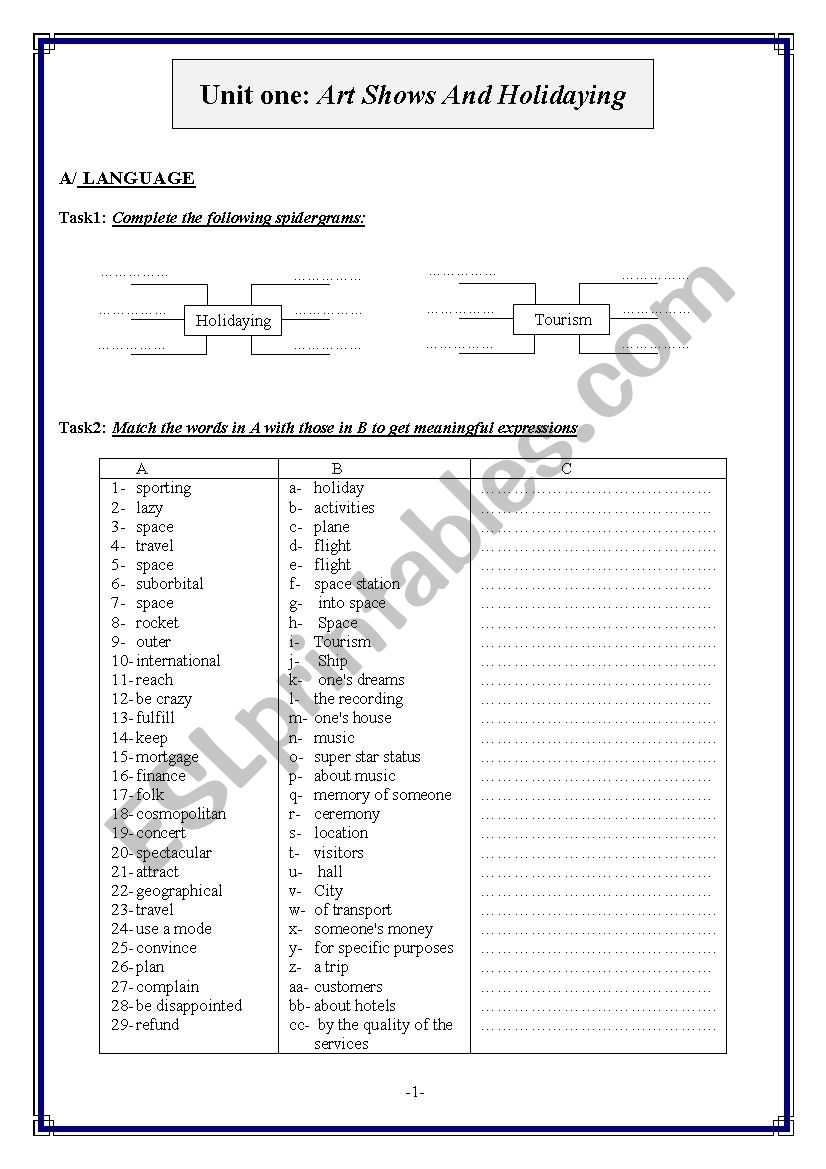 uni1 bac revision  worksheet