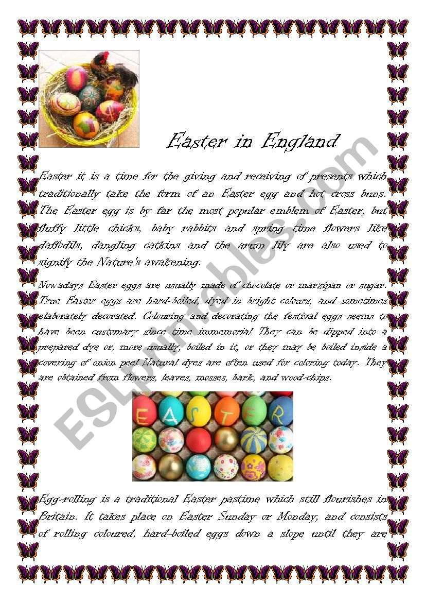 Easter in England worksheet