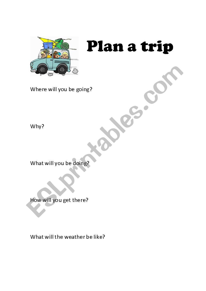 Plan a trip worksheet