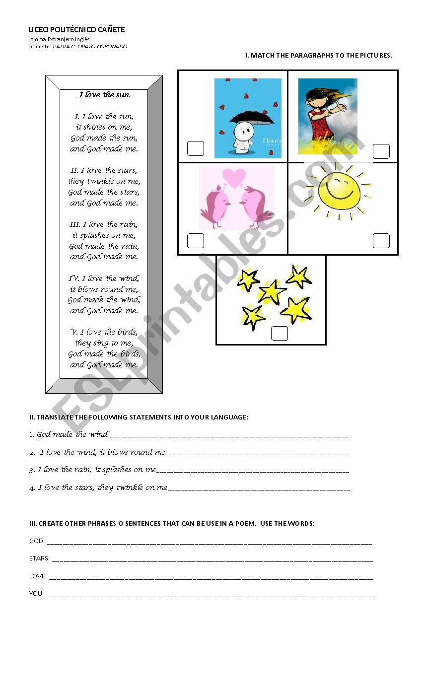 POEM worksheet