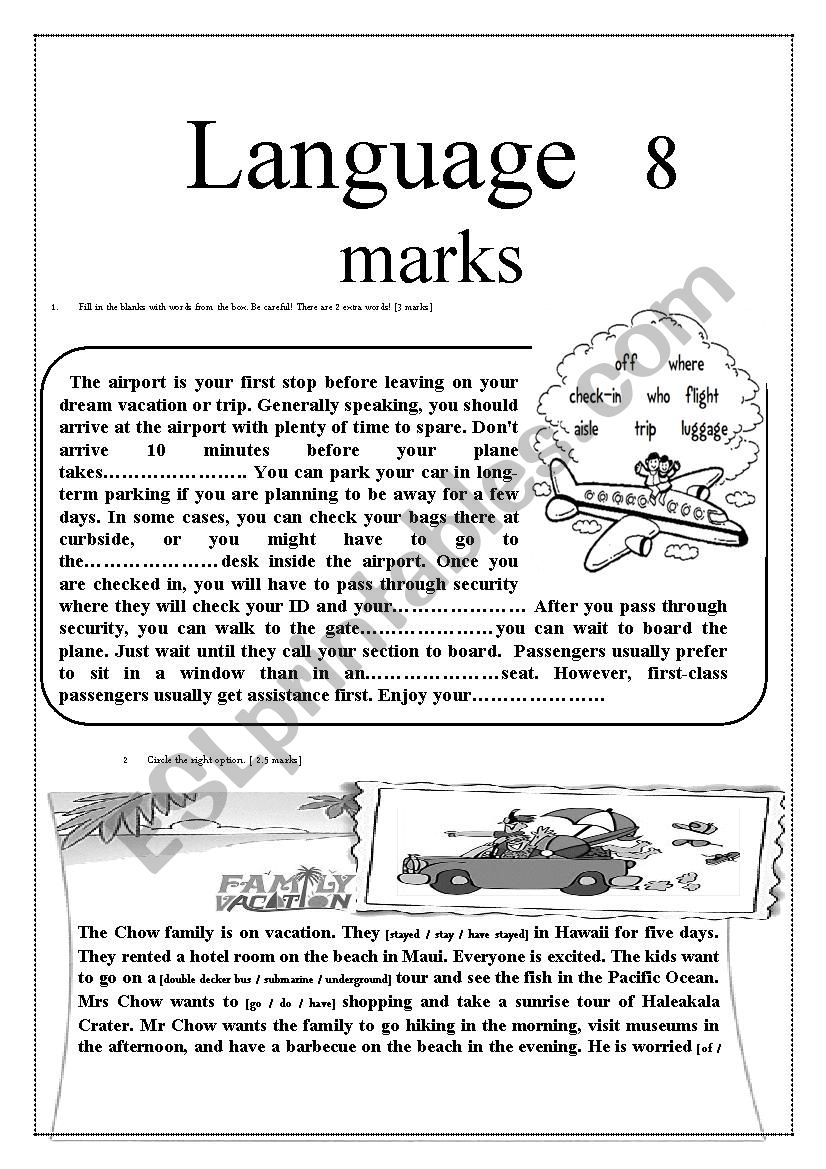 end of term test2 9th form: part 2  (Language tasks)