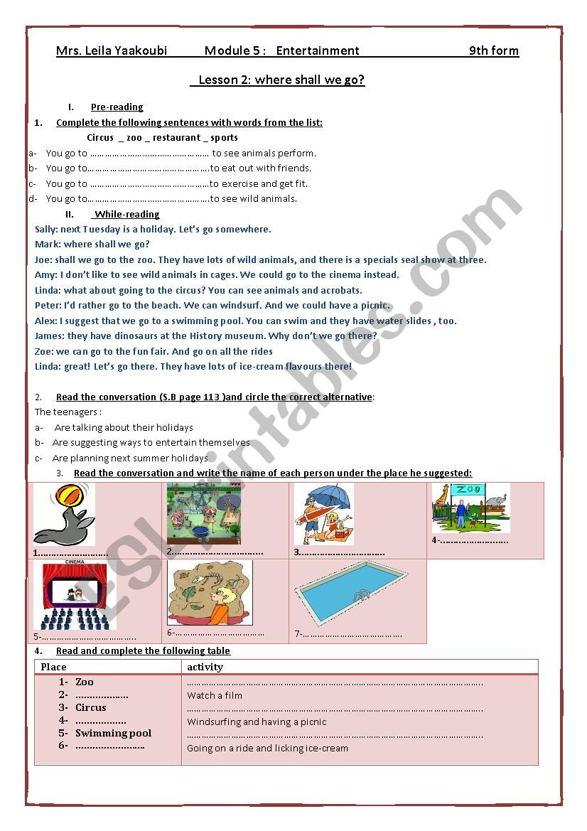 where shall we go? worksheet